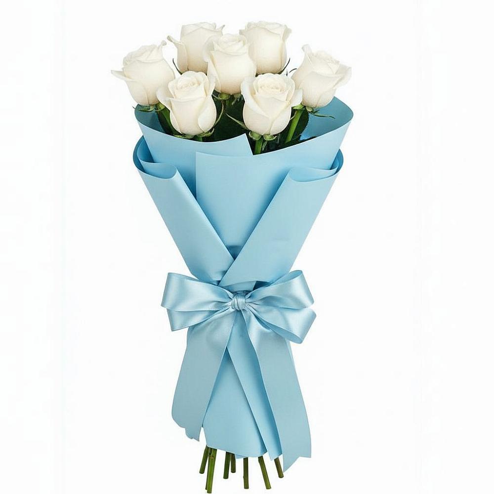 Букет 7 белых роз Проуд в Заболотовке