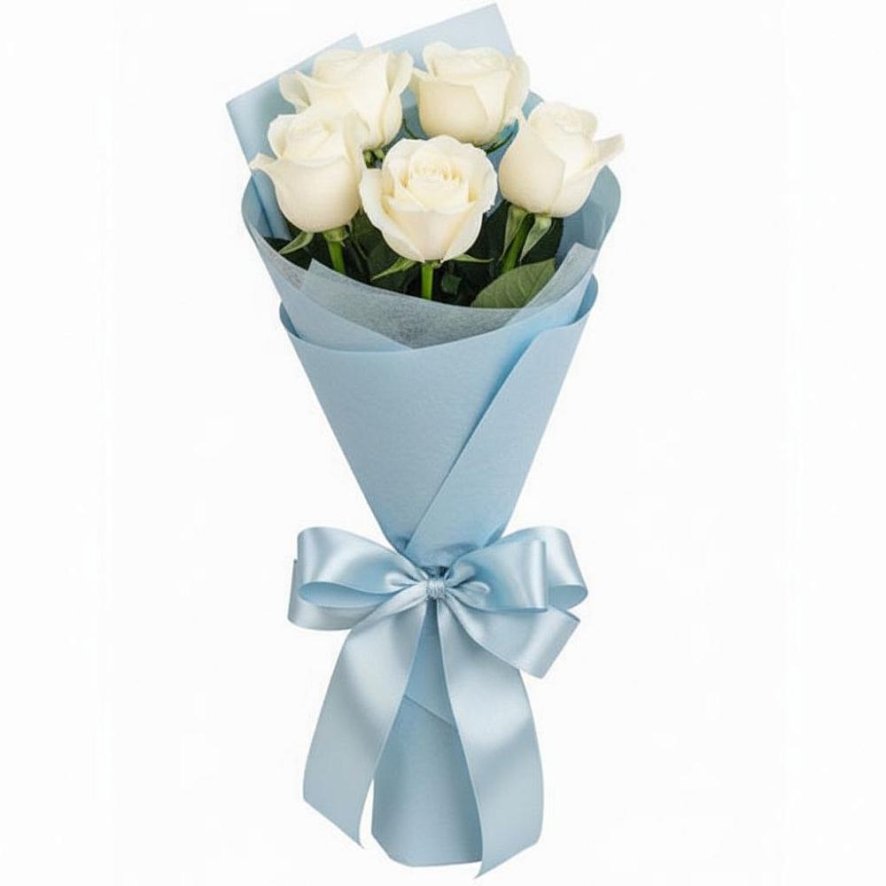 Букет 5 Белых роз Проуд в Заболотовке