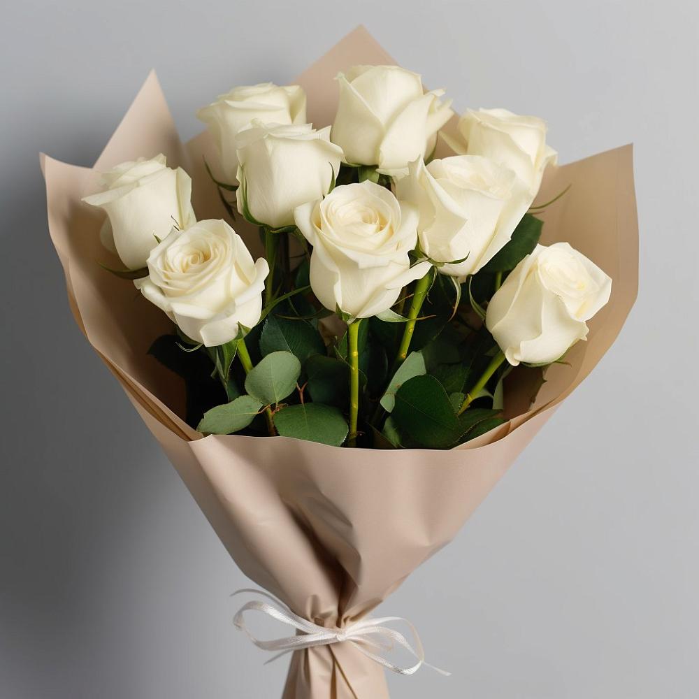 Букет 9 Белых роз Эдлесс Лав в Заболотовке