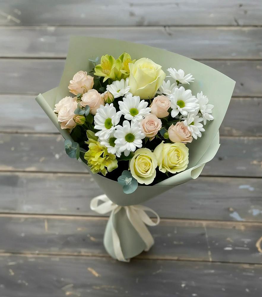 Букет цветов из: Альстромерии, Розы и Хризантемы в Заболотовке