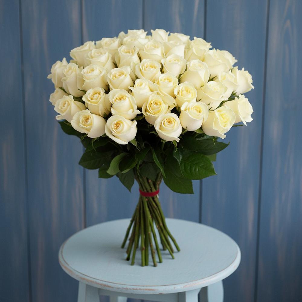 Букет 51 Белая роза Эдлесс Лав в Заболотовке