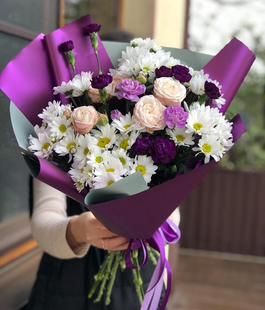 Букет цветов из: Хризантемы, Гвоздики и Розы в Заболотовке