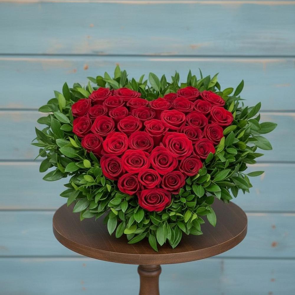 Цветочная композиция из Розы в виде сердца в Заболотовке