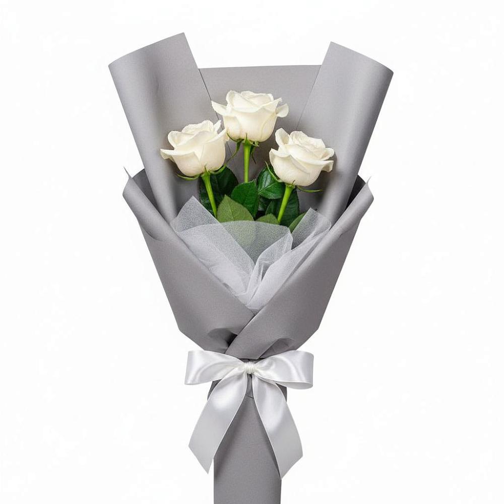 Букет 3 белые розы в Заболотовке