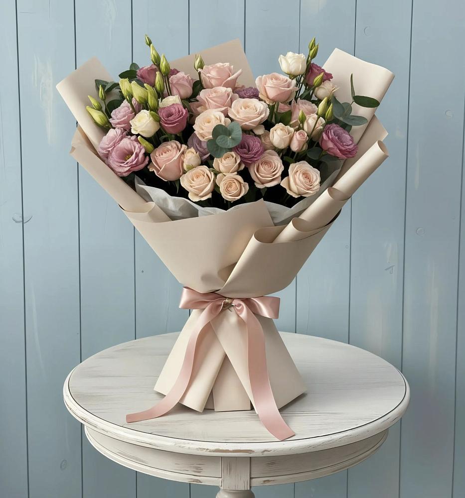 Букет цветов из: Розы и Лизиантусы в Заболотовке