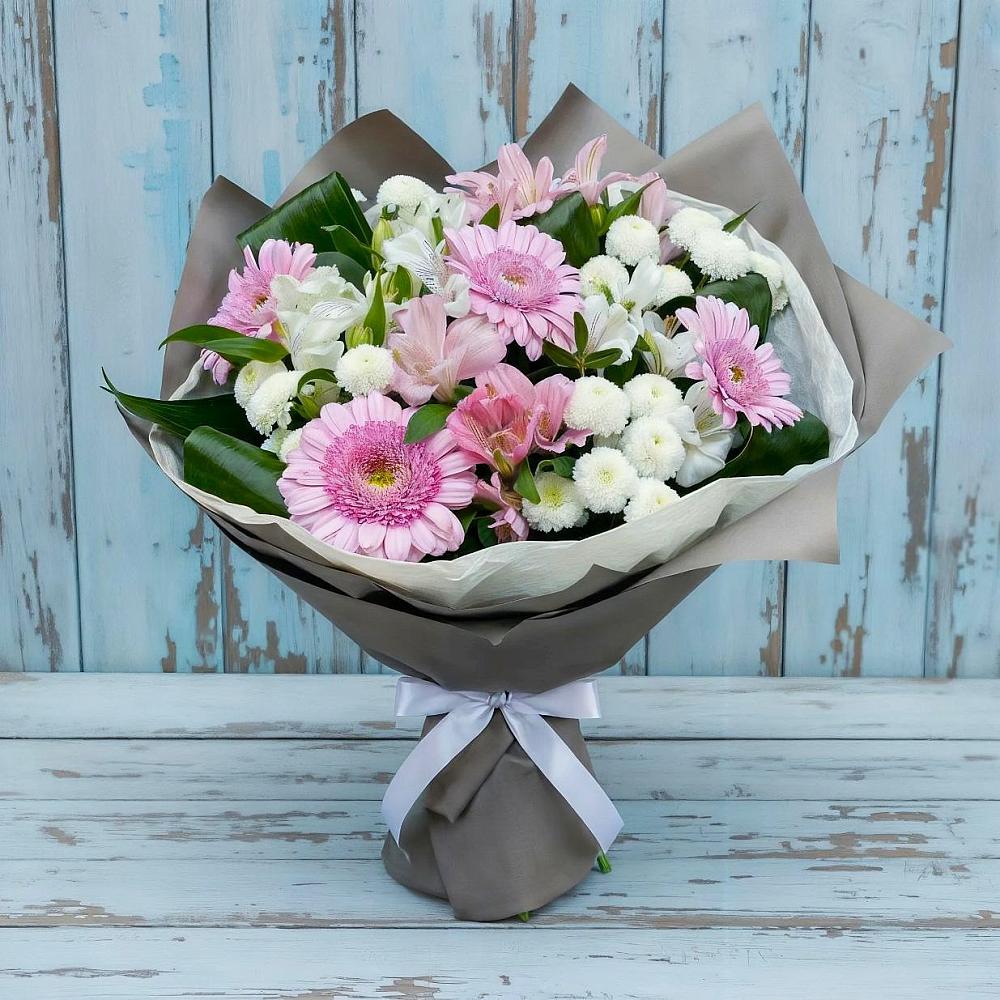 Букет цветов из: Герберы, Альстромерии и Хризантемы в Заболотовке