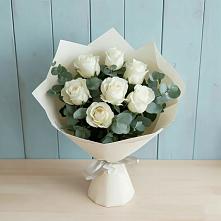 Букет Белые розы в Эвкалипте в Заболотовке