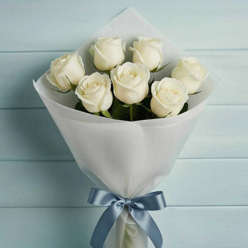 Букет 7 Белых роз Эдлесс Лав в Заболотовке