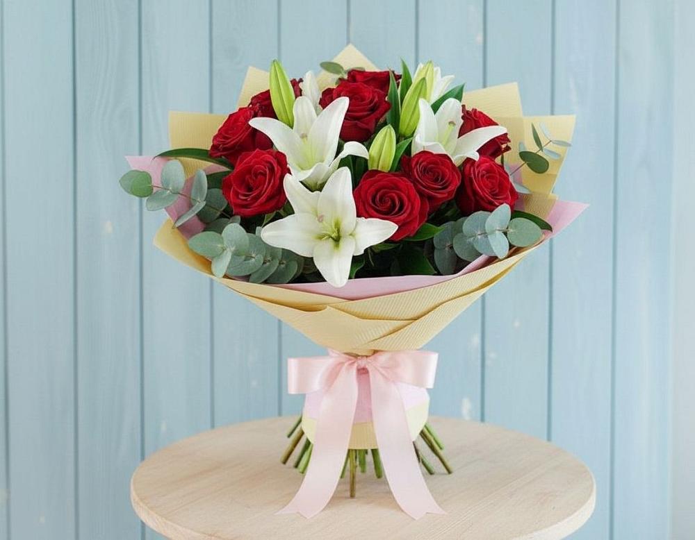Букет цветов из: Лилии и Розы в Заболотовке